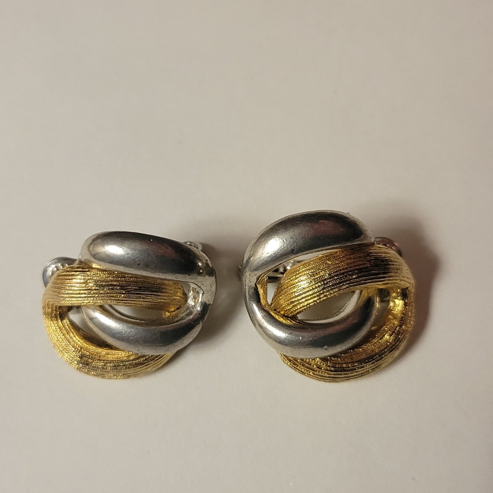 GJD Vintage Gold and Silver Toned Knot Earrings